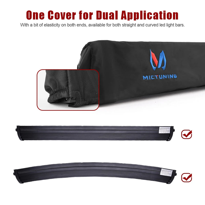 MICTUNING 22" 32'' 42'' 52'' Auto Universal Fitment Nylon Cover Straight Curved LED Light Bar Premium Protective Gear Sleeve Bag