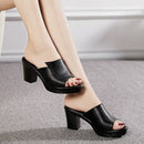 GKTINOO Damen-Hausschuhe 2023 Damen Sommer-Pantoletten Echtes Leder Schuhe Damen High Heels Mode Sommer-Schuhe