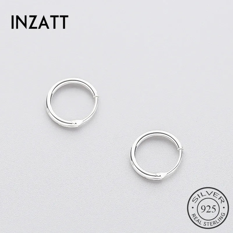 SOFTPIG Real 925 Sterling Silver Minimalist Smooth Round Hoop Earrings Fine Jewelry  Accessories Black White Color