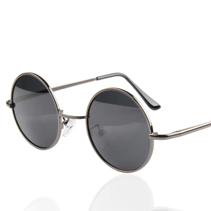 Retro Classic Vintage Round Polarized Sunglasses Men Sun Glasses Women Metal Frame Black lens Driving Fishing Eyewear UV400