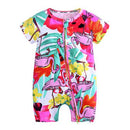 Summer newborn-36M fashion boy and girl romper infant jumpsuit printed flower short-sleeved jumpsuit cotton Brand Baby clothes
