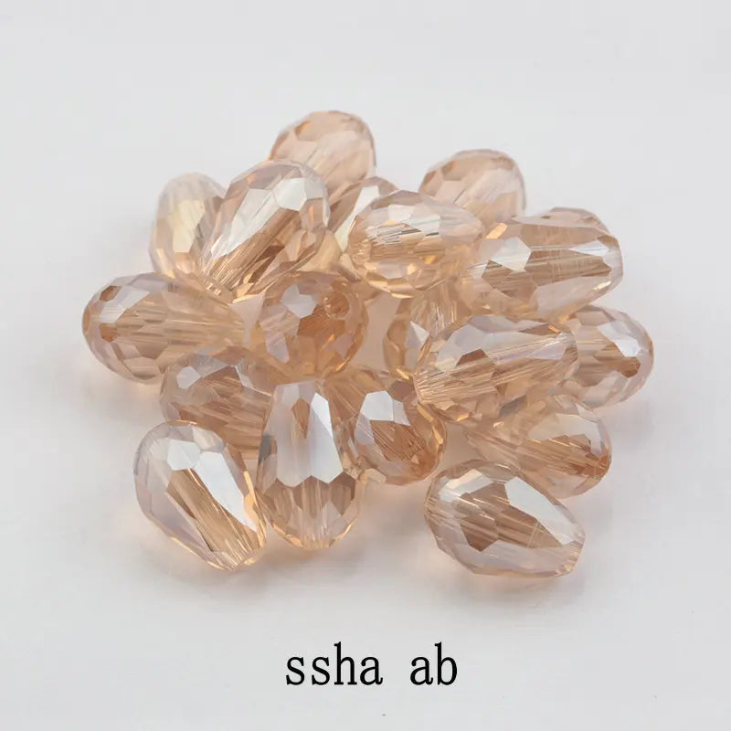 60/70PCS 8/10mm Crystal Tear Drop Shape Beads for Jewelry Making Waterdrop AB Glass Beads Loose Jewellery Beads DIY Bracelets