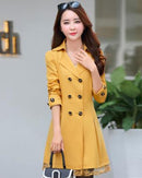 Women's Coat Spring 2022 Streetwear Trench Overcoat Turn-down Collar Slim Fit Double Breasted Lace Long Female Jacket Clothes