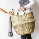 Handmade Bamboo Storage Basket Folding Clthoes Laundry Basket Straw Wicker Rattan Seagrass Belly Garden Flower Pot Plant Basket