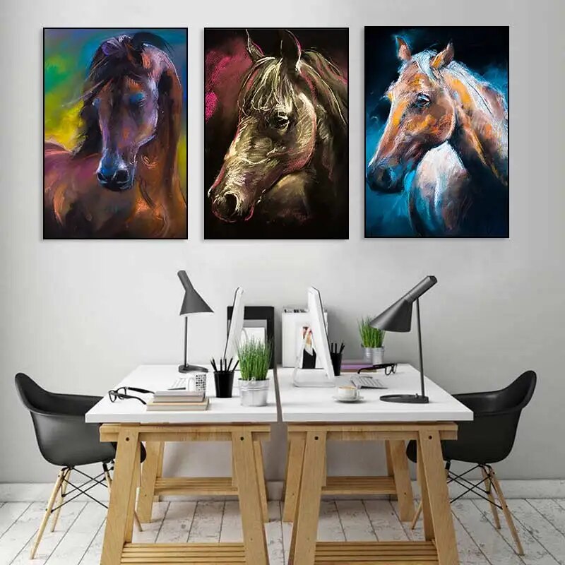 Nordic Canvas Painting Oil Horse Wall Art Poster Decor Picture Home Decor Children Bedroom Living Room Home Decor Painting
