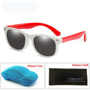 LongKeeper Spiegel Kinder Sonnenbrillen mit Etui Jungen Mädchen Polarisiert Silikon Sicherer Sonnenschutz Brille Geschenk Für Kinder Baby UV400 Gafas