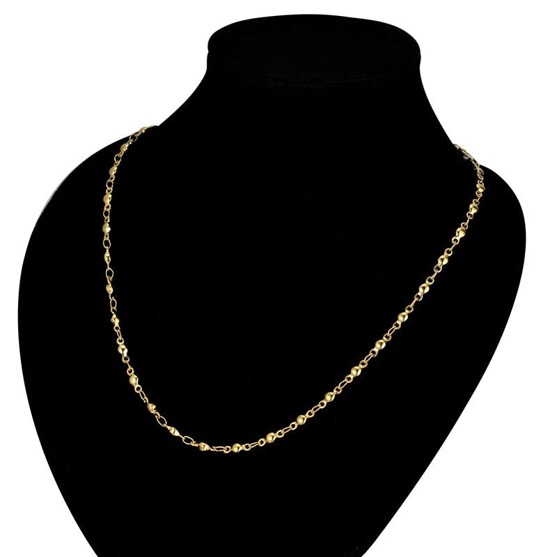 2MM Mini Two Tone Stainless Steel Chain Necklace For Women Female Gold Color Collar Necklace Fashion Jewelry Sale