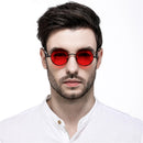 VIVIBEE Vintage Steampunk Red Sunglasses Men Round Punk Alloy Metal Retro Sun Glasses Women 2024 Goggles Gothic Style Shades