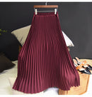Womens Fashion Pleated Midi Long Skirt Female Korean Japanese Casual High Waist Skirts Jupe Faldas 10 Colors 2021 Spring SK295