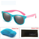 LongKeeper Spiegel Kinder Sonnenbrillen mit Etui Jungen Mädchen Polarisiert Silikon Sicherer Sonnenschutz Brille Geschenk Für Kinder Baby UV400 Gafas