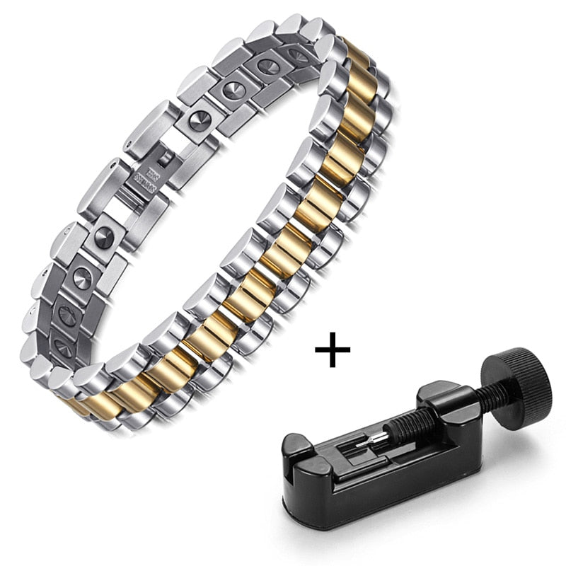 RainSo 99.999% Pure Germanium Bracelet for Women Korea Popular Stainless Steel Health Magnetic Germanium Energy Couple Jewelry