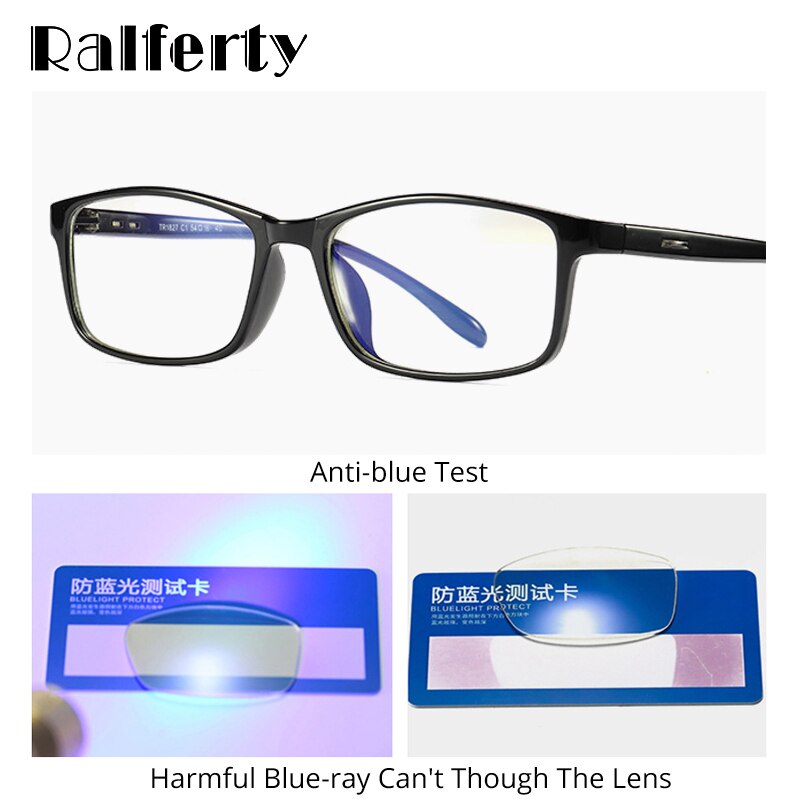 Ralferty Anti Blue Ray Glasses Computer Glasses Men Women Ultra-light Eyeglasses Myopia Prescription Spectacle Black Oculo D1827