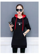 2021 Winter Women Long Thick Hoodies Sweet Knitted  Casual Sweatshirt Harajuku Students Pullover Autumn Moletom Steet Fashion