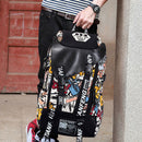 Graffiti Laptop Rucksack Herren Canvas Schultasche Jungen Groß Cartoon Buchstaben Druck Rucksäcke Reisetaschen mochila XA1788C