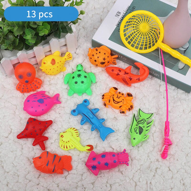 46pcs/Set Children's Magnetic Fishing Toy With Inflatable Pool Parent-Child Interactive Game Baby Bath Toys Summer Outdoor Toy