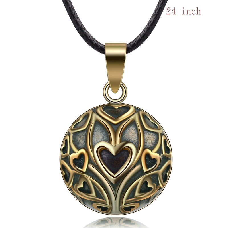 Eudora Copper Vintage Heart Tree Mexican Harmony Bola Ball  Pendant Necklace for Pregnancy Baby Vintage fine Jewelry N14NB327