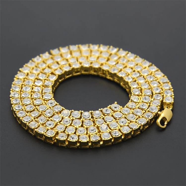 5mm Men's Hip Hop Bling Bling Iced Out Tennis Chains 1 Row Necklaces Bracelet Crystal Luxury Gold Silver Color Men Chain Jewelry