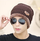 Heiße Sturmhaube Gestrickte Mütze Schal Kappe Nackenwärmer Wintermützen für Herren Damen Skullies Beanies super warme Fleece Maske Papa Mütze