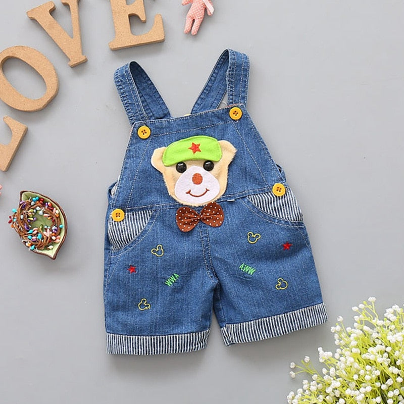 1 2 3T Baby Clothing Boys Girls Jeans Overalls Shorts Toddler Infant Denim Rompers Cute Cartoon Bebe Pants Summer Bib Clothes