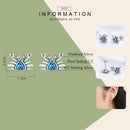 BAMOER 100% 925 Sterling Silver Cute Ocean Crab Small Blue CZ Stud Earrings for Women Fashion Earrings Jewelry Gift S925 SCE413