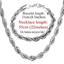 U7 Edelstahl 9MM Gedrehte Seilkette Halskette Set Großhandel Kette Halskette Und Armband Herren Schmuck Sets S840