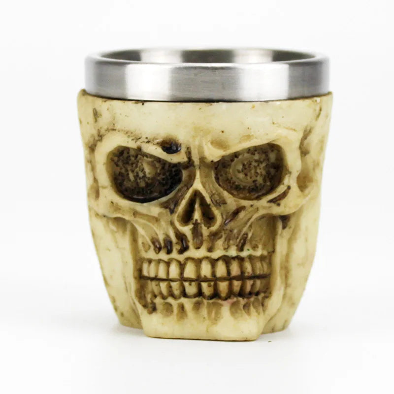 3D Skull Cup Mugs Style Contain Skull Viking Pirate Gothic White Spirit Whiskey Juice Mugs BEST Birthday Halloween Gift