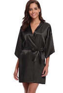 RB032 2018 Neuer Seidenkimono Bademantel Damen Seidenbrautjungfern Roben Sexy Marineblaue Roben Satin Robe Damen Morgenmäntel