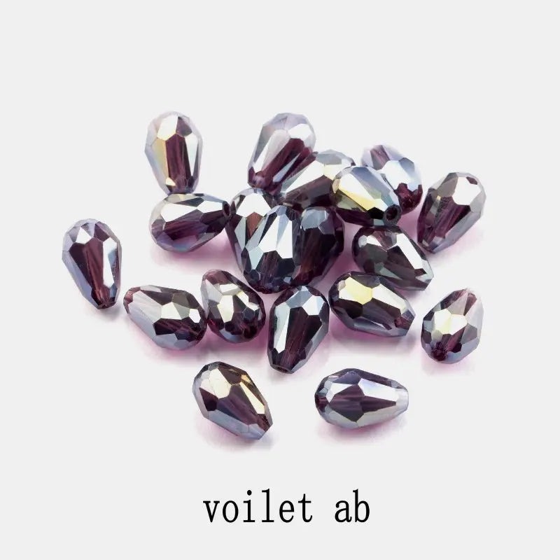 60/70PCS 8/10mm Crystal Tear Drop Shape Beads for Jewelry Making Waterdrop AB Glass Beads Loose Jewellery Beads DIY Bracelets