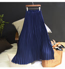 Womens Fashion Pleated Midi Long Skirt Female Korean Japanese Casual High Waist Skirts Jupe Faldas 10 Colors 2021 Spring SK295