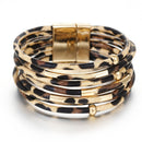 Amorcome Leopard Fashion Bracelets Woman Charm Multilayer Wide Wrap Leather Bracelets & Bangles Femme Party Jewelry Gift  2022