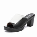 GKTINOO Damen-Hausschuhe 2023 Damen Sommer-Pantoletten Echtes Leder Schuhe Damen High Heels Mode Sommer-Schuhe