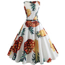 Blumenmuster Sommerkleid Damen Vintage Kleider Elegant Retro Party Tank Ärmellos Freizeit Bürokleid