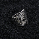 sterling silver 925 viking Warrior helmet adjustable ring as gift with vintage wood viking box