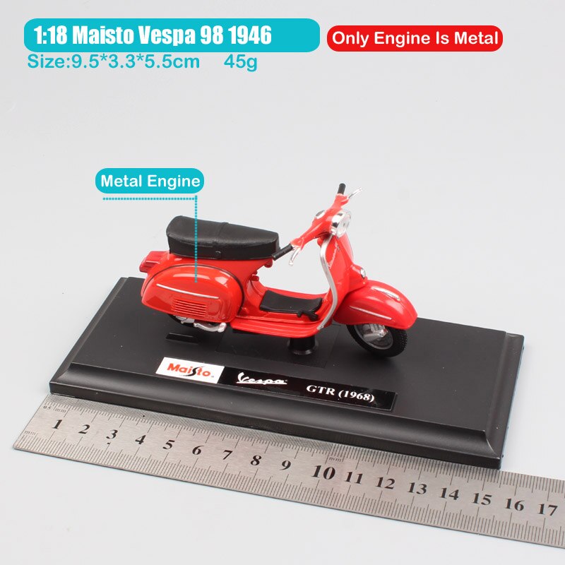 1:18 scale Piaggio Vespa Scooter 98 PK 125 GTR P150X 300 MP5 Primavera GTS motorcycle moto bike diecast vehicles toys model kids