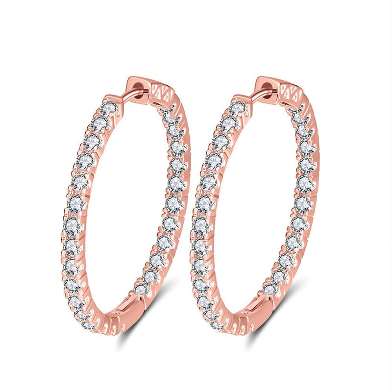 ORSA JEWELS 2019 Silver Color High Polished Hoop Earrings Paved with AAA Austrian Cubic Zirconia for Wedding Party Jewelry OE137