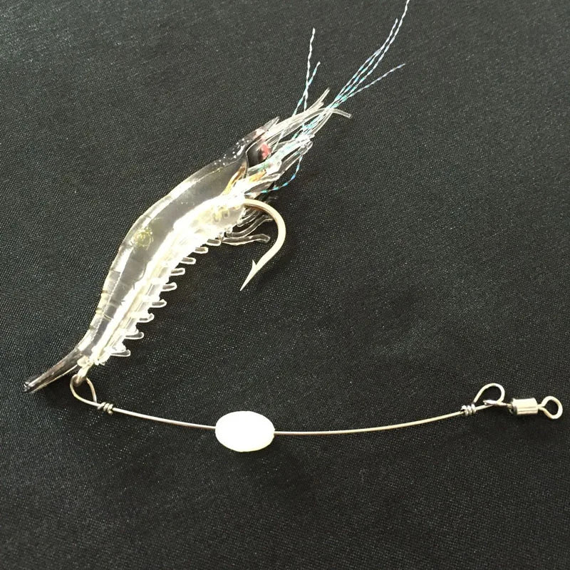 5pcs/lot Shrimp Soft Lure 9cm/6g Fishing Artificial Bait With Glow Hook Swivels Anzois Para Pesca Sabiki Rigs Fishing Lure FU40