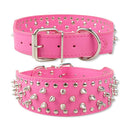2 Zoll breites Stachelhalsband für Hunde, besetztes Lederhalsband für mittelgroße bis große Hunderassen, Pitbull, Mastiff, Boxer, Bully, Schwarz