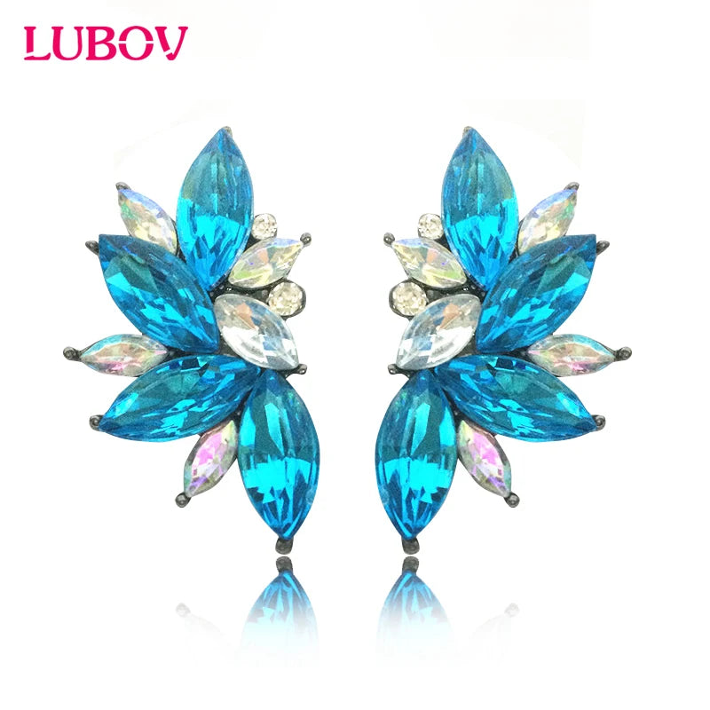 2018 Elegant Crystal Opal Stone Stud Earrings Christmas Party Earrings for Women Trendy Earrings 19 colors