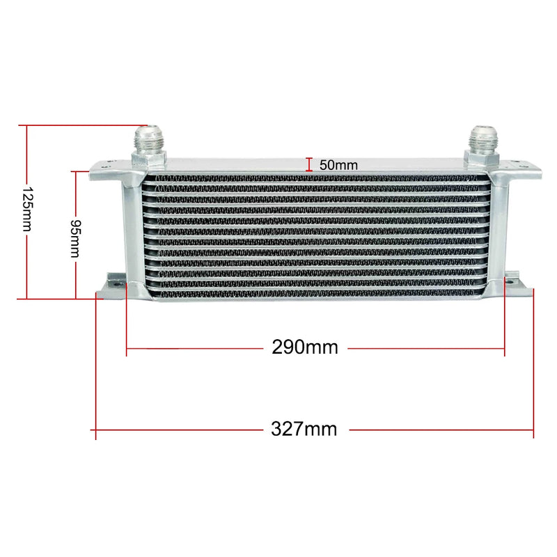 Universal 13 Rows Oil Cooler Kit + Oil Filter Sandwich Adapter + Nylon Stainless Steel Braided An10 Hose W/ PQY Sticker+Box