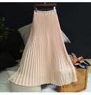 Womens Fashion Pleated Midi Long Skirt Female Korean Japanese Casual High Waist Skirts Jupe Faldas 10 Colors 2021 Spring SK295