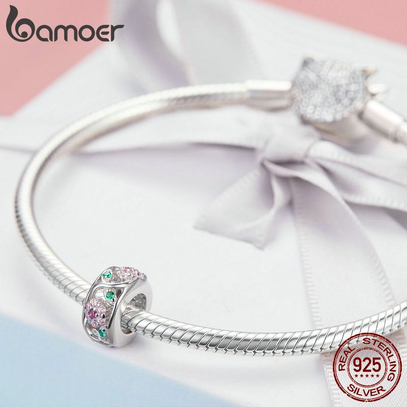 Bamoer 925 Silver Charm Collection 925 Sterling Silver Dazzling CZ Beads fit Bracelets & Bangles Fine Jewelry BSC039