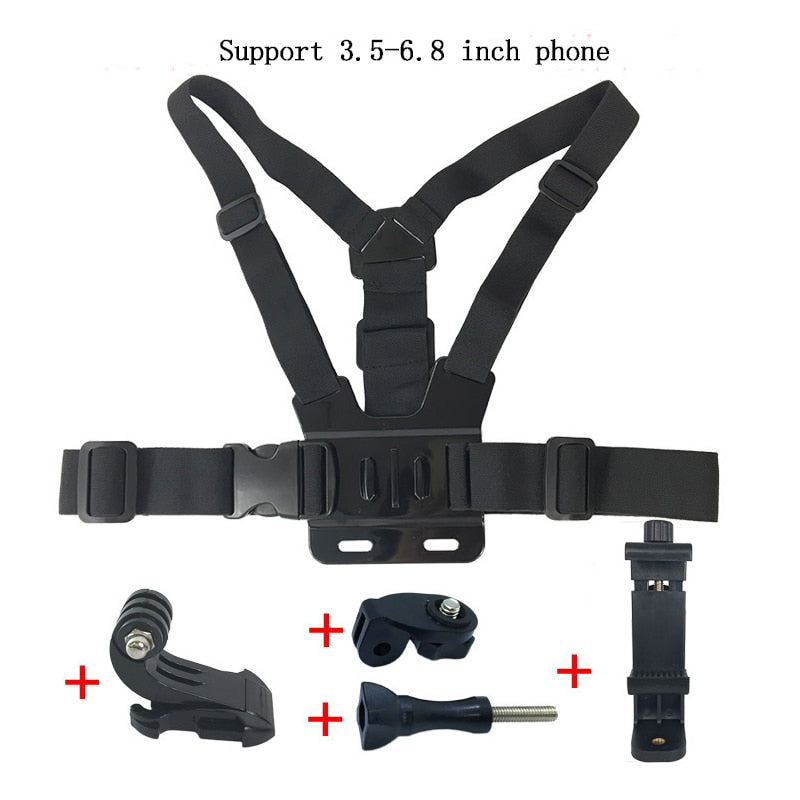 Cell Phone Chest Mount Harness Strap Holder Mobile Phone Clip for Samsung iphone Huawei smartphone GoPro 9 8 7 6 5 YI 4K Camera