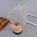 [Rancyword] Women Winter Hats Beanies Knitting Rabbit Wool Fur Hat Female Real Fur Skullies Caps Gorros Solid Color RC1222-2
