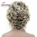 StrongBeauty Short Wig Soft Tousled Curls Blonde Highlights Full Synthetic Wigs COLOUR CHOICES