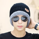 Heiße Sturmhaube Gestrickte Mütze Schal Kappe Nackenwärmer Wintermützen für Herren Damen Skullies Beanies super warme Fleece Maske Papa Mütze