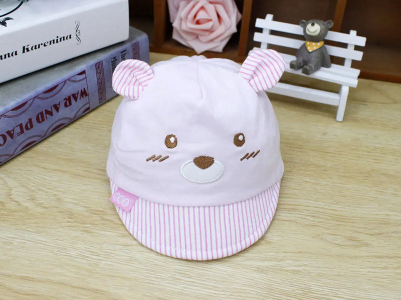 2018 Brand New 4 Colors Newborn Kids Baby Boy Girl Caps Baseball Caps Unisex Bear Striped Hats Cute Bear Little Ears Cap Gifts