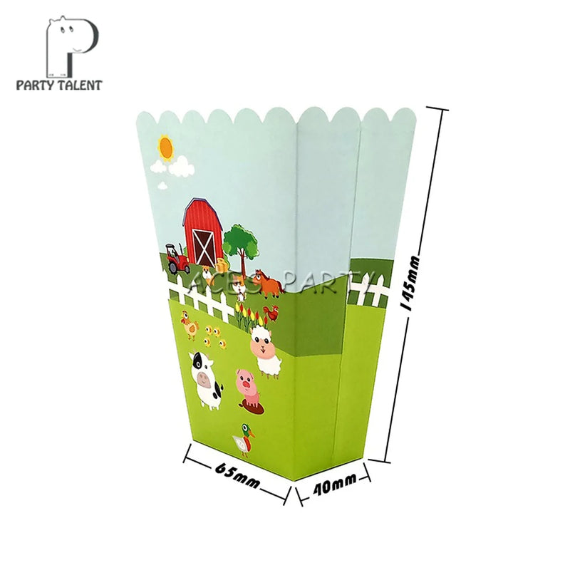 Popcorn Box for Kids Children Farm Animals Theme Birthday Party Baby Shower Party Decoration Party Supplies 24pcs/lot
