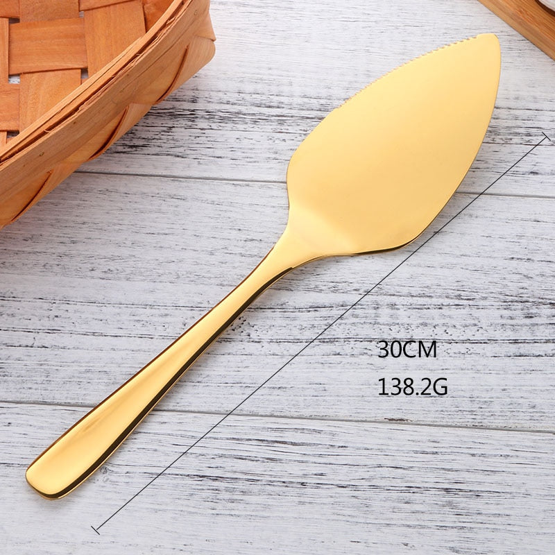 Stainless Steel Cake Shovel Serving Knife and Cake Fork Set Baking Tool for Pie Pizza Server Kitchenware Baking &amp; Pastry Spatula