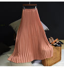 Womens Fashion Pleated Midi Long Skirt Female Korean Japanese Casual High Waist Skirts Jupe Faldas 10 Colors 2021 Spring SK295