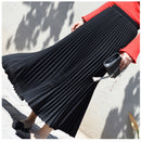 Womens Fashion Pleated Midi Long Skirt Female Korean Japanese Casual High Waist Skirts Jupe Faldas 10 Colors 2021 Spring SK295